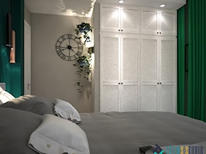 Kolory w mieszkaniu - Średnia beżowa zielona sypialnia, styl nowoczesny - zdjęcie od Totius Studio