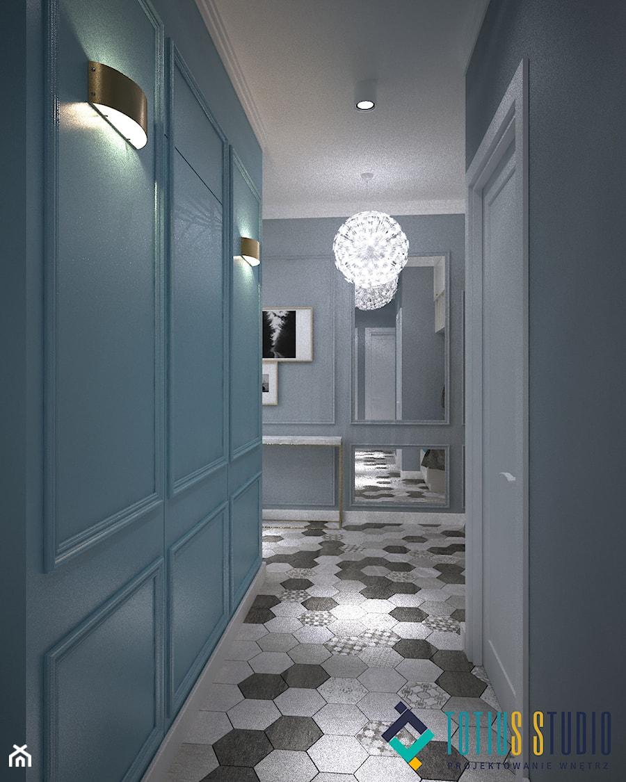 Kolory w mieszkaniu - Średni niebieski szary hol / przedpokój, styl nowoczesny - zdjęcie od Totius Studio