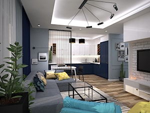 Kolory w mieszkaniu - Średni szary salon z kuchnią z jadalnią, styl nowoczesny - zdjęcie od Totius Studio