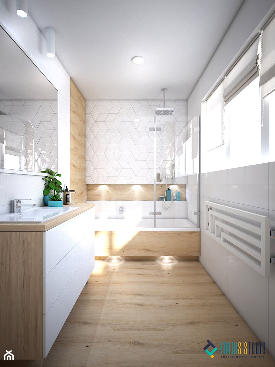 Ciepła łazienka w domu w Belgii - Łazienka, styl skandynawski - zdjęcie od Totius Studio