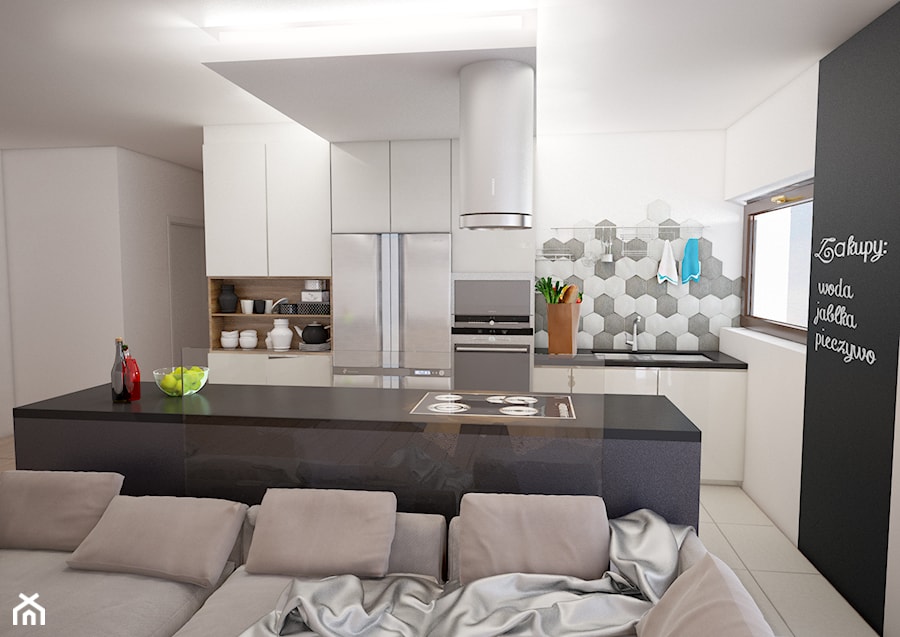 Mieszkanie w czerni, bieli i drewnie - Kuchnia, styl nowoczesny - zdjęcie od Totius Studio