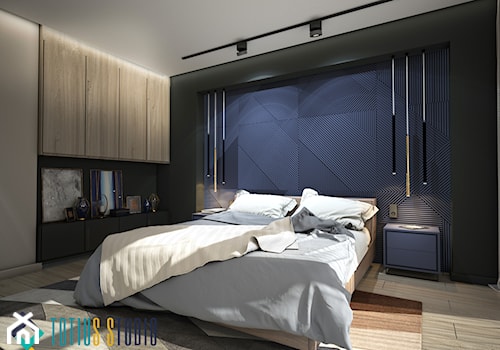 Sypialnia z niebieskim dekorem - zdjęcie od Totius Studio