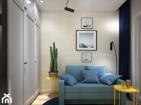 Aranżacje wnętrz - Biuro: Kolory w mieszkaniu - Średnie w osobnym pomieszczeniu z sofą szare żółte biuro, styl nowoczesny - Totius Studio. Przeglądaj, dodawaj i zapisuj najlepsze zdjęcia, pomysły i inspiracje designerskie. W bazie mamy już prawie milion fotografii!