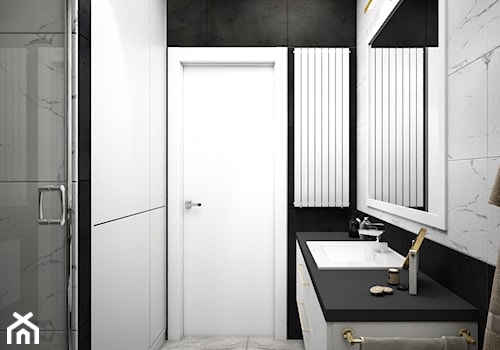 Łazienka w szarościach - Średnia bez okna z lustrem z marmurową podłogą łazienka, styl nowoczesny - zdjęcie od Totius Studio
