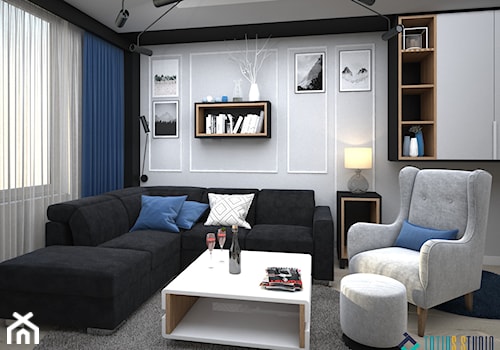 Dom w Holandii - dominująca czerń - Mały szary salon, styl nowoczesny - zdjęcie od Totius Studio