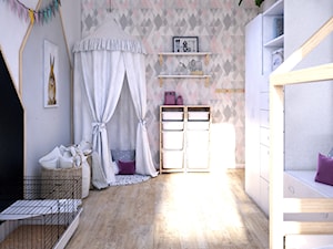 Skandynawski dom z nutą minimalizmu - Duży biały szary pokój dziecka dla dziecka dla dziewczynki, styl skandynawski - zdjęcie od Totius Studio
