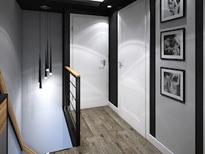 Dom w Holandii - dominująca czerń - Mały czarny szary hol / przedpokój, styl nowoczesny - zdjęcie od Totius Studio