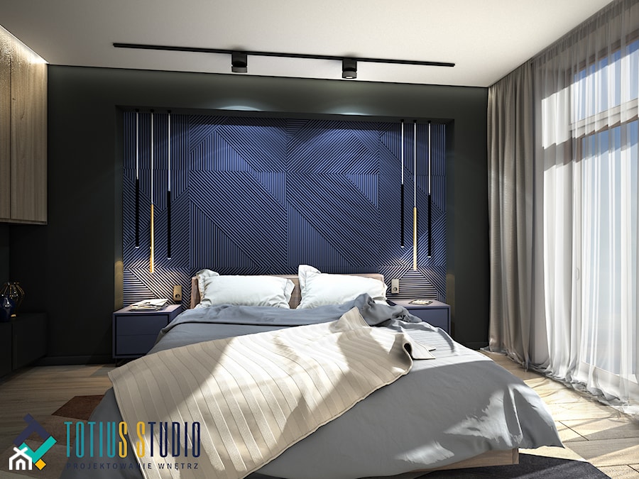 Sypialnia z niebieskim dekorem - zdjęcie od Totius Studio