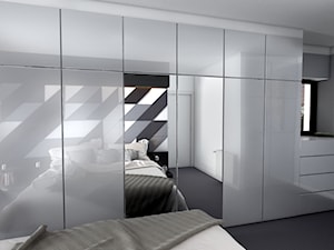 Mieszkanie w czerni, bieli i drewnie - Sypialnia, styl nowoczesny - zdjęcie od Totius Studio