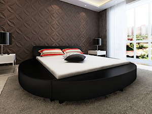Okrągłe łóżko, czarne skórzane - zdjęcie od vidaXL