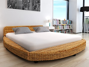 Łóżko okrągła rama z mahoniu i abaki - zdjęcie od vidaXL