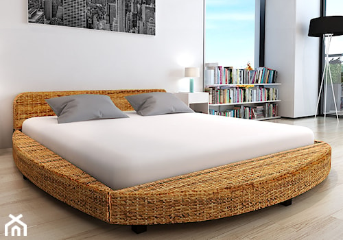 Łóżko okrągła rama z mahoniu i abaki - zdjęcie od vidaXL