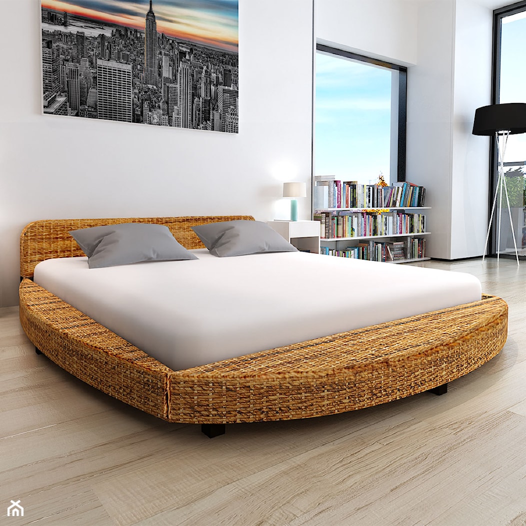 Łóżko okrągła rama z mahoniu i abaki - zdjęcie od vidaXL - Homebook