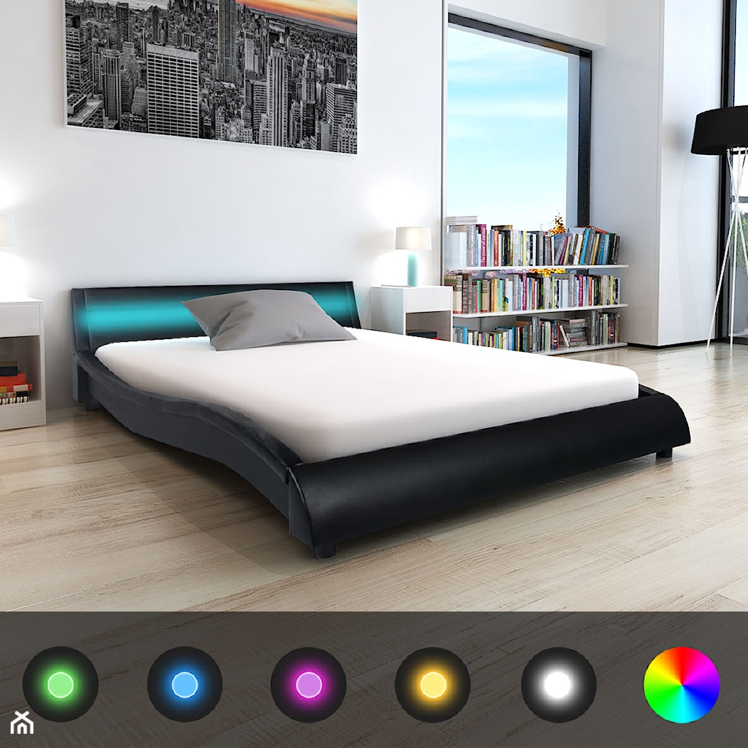 Łóżko ze sztucznej skóry z pasem LED - zdjęcie od vidaXL - Homebook