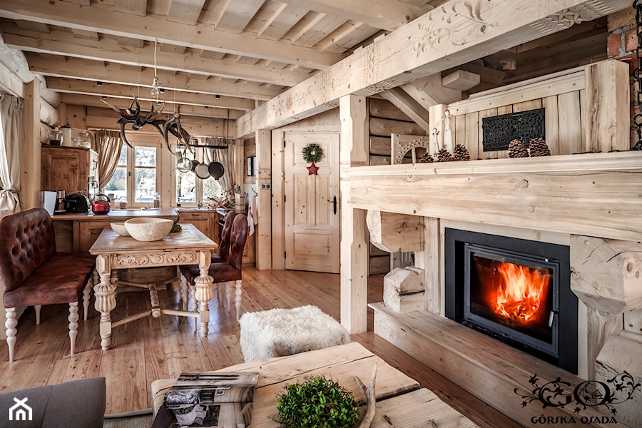 Chalet Nr 4 - Ornacki - Średnia jadalnia w salonie, styl rustykalny - zdjęcie od Górska Osada - Luxury Chalets in Tatra Mountains