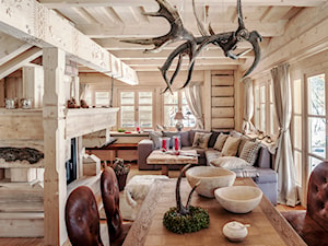 Chalet Nr 4 - Ornacki - Średni salon z jadalnią, styl rustykalny - zdjęcie od Górska Osada - Luxury Chalets in Tatra Mountains
