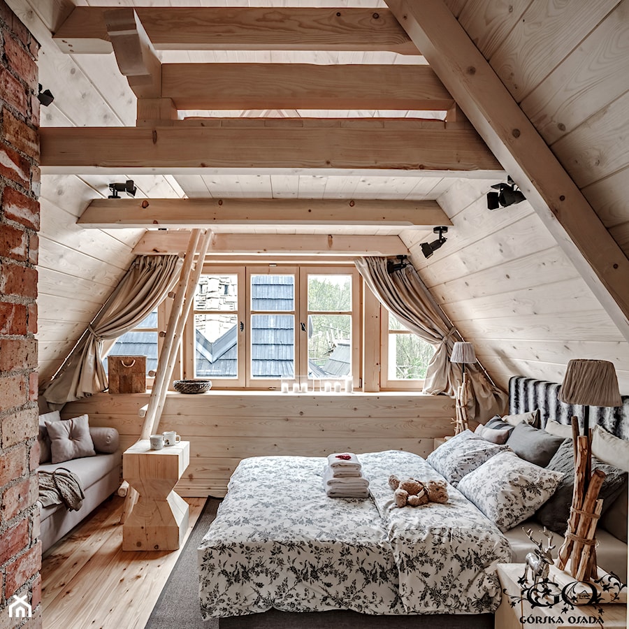 Chalet Nr 4 - Ornacki - Mała sypialnia na poddaszu, styl rustykalny - zdjęcie od Górska Osada - Luxury Chalets in Tatra Mountains