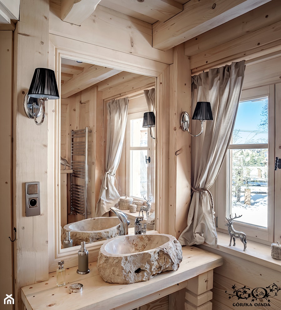 Chalet Nr 4 - Ornacki - Średnia łazienka z oknem, styl rustykalny - zdjęcie od Górska Osada - Luxury Chalets in Tatra Mountains