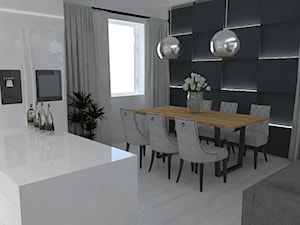 Apartament Warszawa - Średnia biała czarna jadalnia w salonie, styl nowoczesny - zdjęcie od Studio WYMIAR