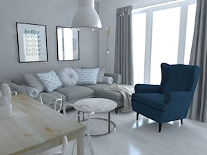Mieszkanie Warszawa - Mały biały salon z jadalnią, styl skandynawski - zdjęcie od Studio WYMIAR