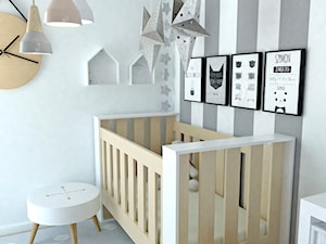 Pokój Malucha - Mały szary pokój dziecka dla niemowlaka dla chłopca dla dziewczynki, styl skandynawski - zdjęcie od Studio WYMIAR