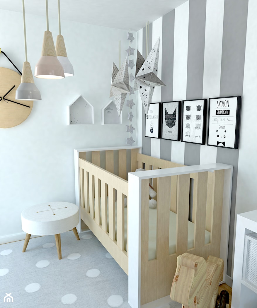 Pokój Malucha - Mały szary pokój dziecka dla niemowlaka dla chłopca dla dziewczynki, styl skandynawski - zdjęcie od Studio WYMIAR - Homebook