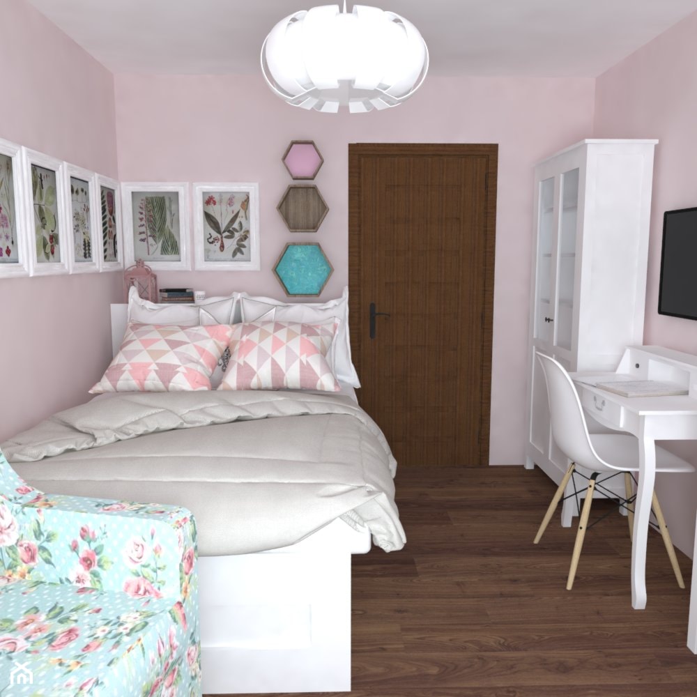 Dom Nisko/k.Stalowej Woli - Mały różowy pokój dziecka dla dziecka dla nastolatka dla dziewczynki, s ... - zdjęcie od Studio WYMIAR - Homebook