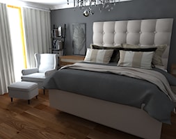 Dom Nisko/k.Stalowej Woli - Średnia szara sypialnia z balkonem / tarasem, styl glamour - zdjęcie od Studio WYMIAR - Homebook