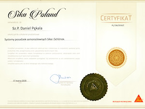 Certyfikat Sika - zdjęcie od Oles Project Sp. z o.o. Remonty i Wykończenia