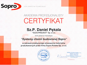 Certyfikat Sopro - zdjęcie od Oles Project Sp. z o.o. Remonty i Wykończenia