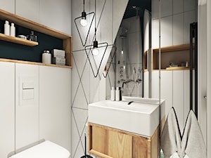 MIESZKANIE 48m2 // BUK - Mała bez okna z lustrem z punktowym oświetleniem łazienka, styl nowoczesny - zdjęcie od SYMETRIA | pracownia architektury