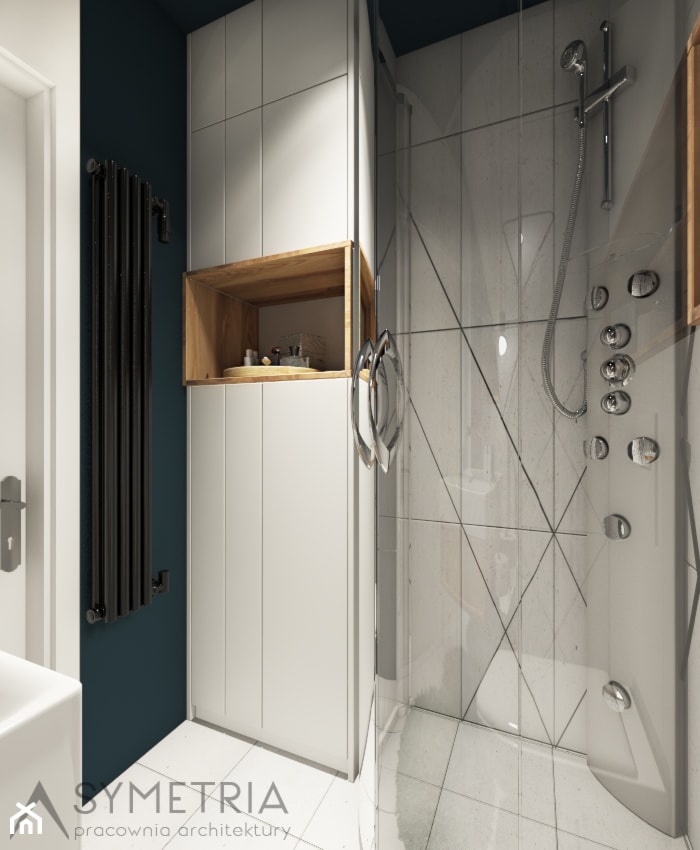 MIESZKANIE 48m2 // BUK - Mała bez okna łazienka, styl nowoczesny - zdjęcie od SYMETRIA | pracownia architektury