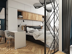 MIESZKANIE 48m2 // BUK - Duża biała z biurkiem sypialnia, styl nowoczesny - zdjęcie od SYMETRIA | pracownia architektury