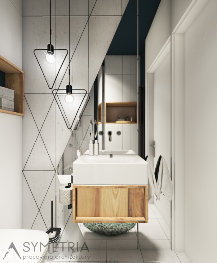 MIESZKANIE 48m2 // BUK - Mała bez okna z lustrem łazienka, styl nowoczesny - zdjęcie od SYMETRIA | pracownia architektury