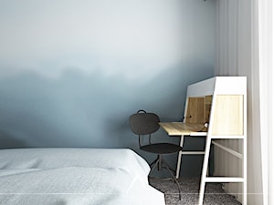 SYPIALNIA | MIESZKANIE 78m2 - Mała z biurkiem sypialnia z balkonem / tarasem - zdjęcie od SYMETRIA | pracownia architektury