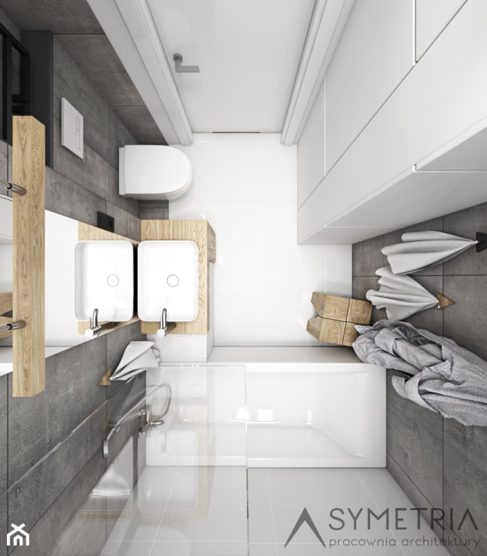 MIESZKANIE | MOUNTAIN - Mała na poddaszu bez okna łazienka - zdjęcie od SYMETRIA | pracownia architektury