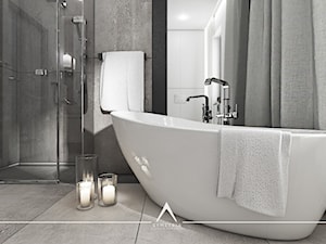 ŁAZIENKA SALONOWA - Mała z punktowym oświetleniem łazienka, styl nowoczesny - zdjęcie od SYMETRIA | pracownia architektury