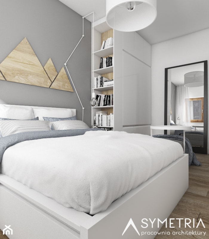 MIESZKANIE | MOUNTAIN - Średnia biała szara sypialnia - zdjęcie od SYMETRIA | pracownia architektury