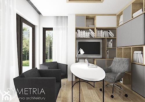 GABINET | DOM JEDNORODZINNY - Średnie w osobnym pomieszczeniu białe biuro - zdjęcie od SYMETRIA | pracownia architektury