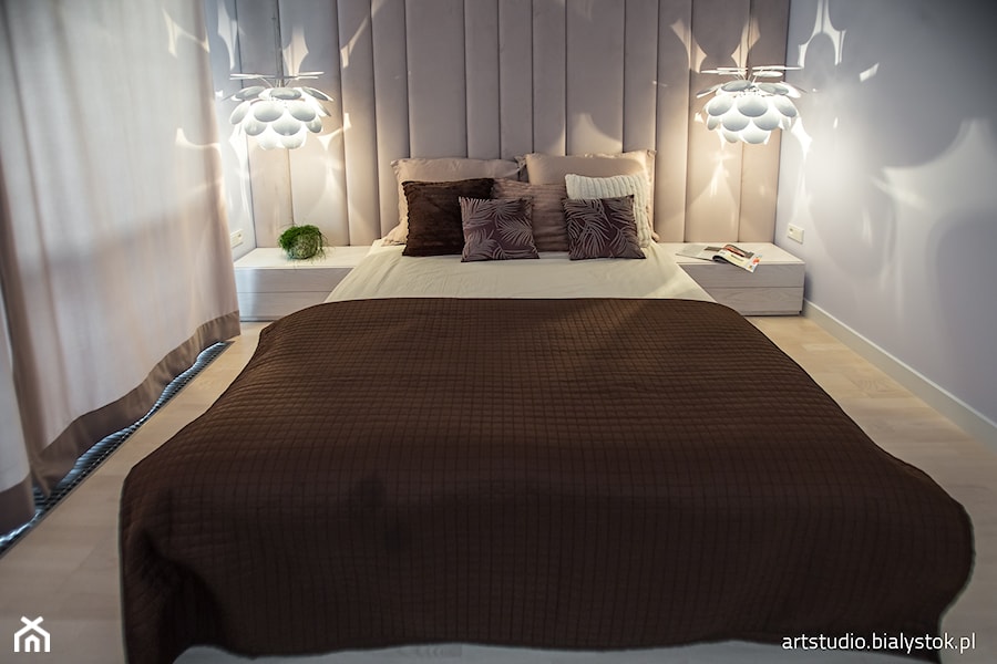 naturalnie...realizacja 2014 - Mała szara sypialnia, styl nowoczesny - zdjęcie od MANUstudio • projektowanie wnętrz