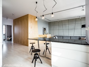 naturalnie...realizacja 2014 - Średni szary salon z kuchnią z jadalnią, styl industrialny - zdjęcie od MANUstudio • projektowanie wnętrz