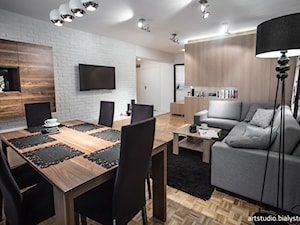 Realizacja projektu/jasno i przestrzennie - Salon, styl skandynawski - zdjęcie od MANUstudio • projektowanie wnętrz