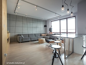 naturalnie...realizacja 2014 - Duży biały salon z jadalnią, styl industrialny - zdjęcie od MANUstudio • projektowanie wnętrz
