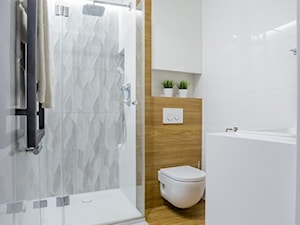 Z "drewnem" bambusowym - Mała bez okna łazienka, styl nowoczesny - zdjęcie od MANUstudio • projektowanie wnętrz