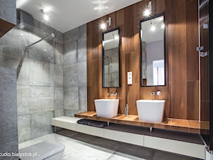 naturalnie...realizacja 2014 - Średnia z dwoma umywalkami łazienka, styl minimalistyczny - zdjęcie od MANUstudio • projektowanie wnętrz