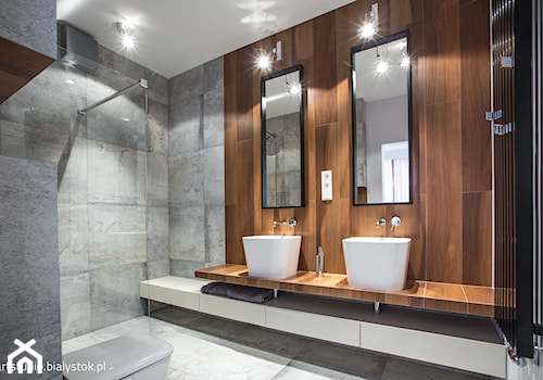 naturalnie...realizacja 2014 - Średnia z dwoma umywalkami łazienka, styl minimalistyczny - zdjęcie od MANUstudio • projektowanie wnętrz