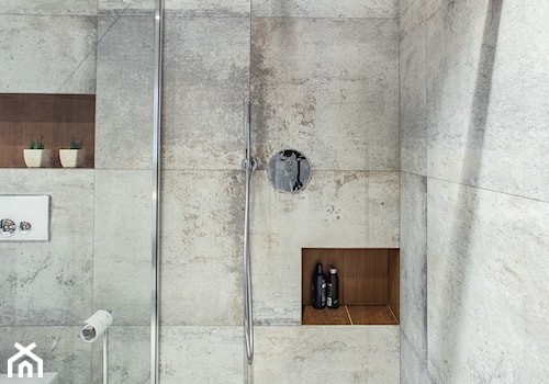 naturalnie...realizacja 2014 - Średnia na poddaszu łazienka, styl minimalistyczny - zdjęcie od MANUstudio • projektowanie wnętrz