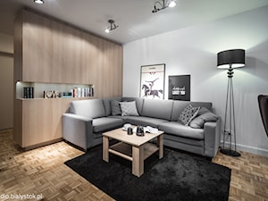 Realizacja projektu/jasno i przestrzennie - Średni szary salon z jadalnią, styl skandynawski - zdjęcie od MANUstudio • projektowanie wnętrz