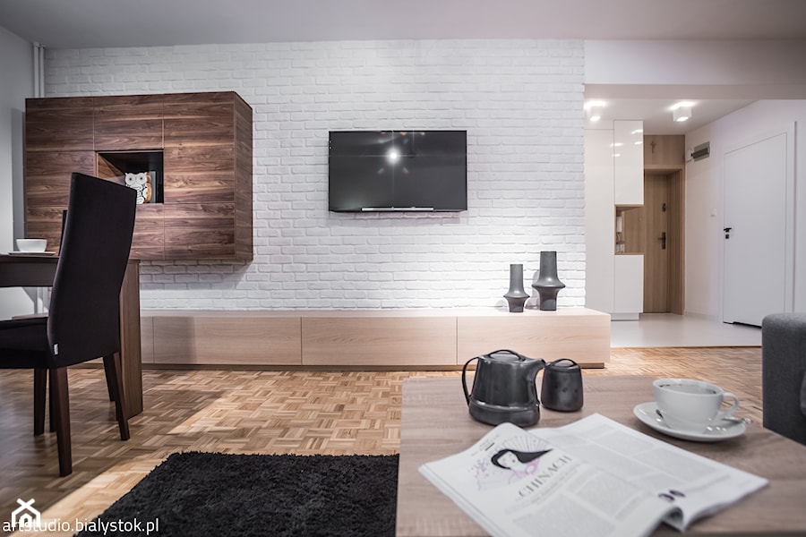 Realizacja projektu/jasno i przestrzennie - Salon, styl skandynawski - zdjęcie od MANUstudio • projektowanie wnętrz