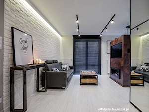Mały biały salon, styl industrialny - zdjęcie od MANUstudio • projektowanie wnętrz